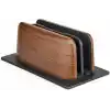 McStorey Ahşap Dikey Laptop Standı, Çift Yuvalı 2 Cihazlık MacBook ve Notebook Tutucu, Masaüstü Organizer, Kaymaz Tabanlı Ahşap Metal Bilgisayar Standı Kahverengi