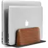 McStorey Ahşap Dikey Laptop Standı, Çift Yuvalı 2 Cihazlık MacBook ve Notebook Tutucu, Masaüstü Organizer, Kaymaz Tabanlı Ahşap Metal Bilgisayar Standı Kahverengi