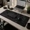McStorey 90x40 cm Mouse Pad, Beyaz Topografik Kontur Desenli Büyük Mouse Pad, Kaymaz Kauçuk Tabanlı, Dikişli Kenarlı 3 mm Klavye ve Mouse Altlığı, Minimal Desk Mat