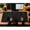 McStorey 90x40 cm Mouse Pad, Beyaz Topografik Kontur Desenli Büyük Mouse Pad, Kaymaz Kauçuk Tabanlı, Dikişli Kenarlı 3 mm Klavye ve Mouse Altlığı, Minimal Desk Mat