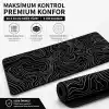 McStorey 90x40 cm Mouse Pad, Beyaz Topografik Kontur Desenli Büyük Mouse Pad, Kaymaz Kauçuk Tabanlı, Dikişli Kenarlı 3 mm Klavye ve Mouse Altlığı, Minimal Desk Mat