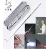 Metal Kutulu Kırmızı Lazerli, Led Işıklı Mıknatıslı Pointer Kalemi İşaretçi Uzayabilen Sunum Çubuğu Teleskopik Metal Tükenmez Kalem (PRS-1521G)