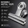 Coverzone Metal Kıskaç Klips 64mm 12 Adet Paslanmaz Çelik Büyük Kağıt Klipsi, Evrak Fotoğraf Not Tutucu Çok Amaçlı Ofis Kırtasiye Klipsi Yaylı Kıskaç CZ-11