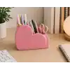 Kalp Tasarımlı Masaüstü Organizer Pembe, 12x10x9 cm