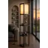 Dekoratif Raflı Lambader Siyah, 135 cm Modern Sehpalı Lambader, E27 Duy Uyumlu, 23x23 cm Raflı Salon Yatak Odası Ofis Aydınlatma
