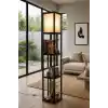 Dekoratif Raflı Lambader Siyah, 135 cm Modern Sehpalı Lambader, E27 Duy Uyumlu, 23x23 cm Raflı Salon Yatak Odası Ofis Aydınlatma