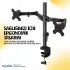 Ergoflex EF52 Steel Design 2-8 kg Çift Kol 13-27 Asansörlü Monitör Standı