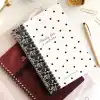 A5 Spiralli Karton Kapak 2’li Set Çizgili Okul Defteri 80 yaprak, Ders Programlı Krem Bordo Puantiye