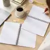 A5 Spiralli Karton Kapak 2’li Set Çizgili Okul Defteri 80 yaprak, Ders Programlı Krem Bordo Puantiye