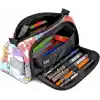 JACBAG PRIME XL-LASTİK AYRAÇLI İKİ BÖLMELİ KALEM KUTUSU (Sarı Kedi)