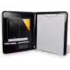 Coverzone Premium Suni Deri Sekreterlik – Mandallı Evrak Tutucu, Tablet Bölmeli Organizer, Çok Gözlü Evrak Dosyası (Hesap Makinesiz Model), Fermuarlı (32.5 × 25 cm), Siyah