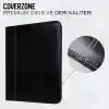 Coverzone Premium Suni Deri Sekreterlik – Mandallı Evrak Tutucu, Tablet Bölmeli Organizer, Çok Gözlü Evrak Dosyası (Hesap Makinesiz Model), Fermuarlı (32.5 × 25 cm), Siyah