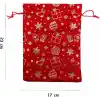 2’li Set 17x23 cm Yılbaşı Hediye Kesesi – Kırmızı & Beyaz Altın Yaldızlı Noel Temalı Kumaş Çanta | Yılbaşı Hediye Paketi Kesesi