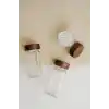 12Li Akasya Kapaklı Kare Cam Baharatlık Takımı / 56 Adet Etiket Hediyeli / 12Li Baharatlık Seti