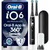 Oral-B iO6 Siyah Şarjlı/Elektrikli Diş Fırçası, 2 Fırça Başlığı, Uzun Ömürlü Pil, Premium Seyahat Kabı, Yedek Başlık Kabı