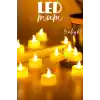 TELVESSE 24 Adet Led Mum Tealight Mini Dumansız Pilli Alevli Dekoratif Yapay Mum Işıldak Beyaz 1036-2