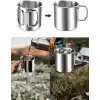 4 Adet Çelik 250 ml. Katlanır Kulp Kahve Kamp Bardağı Fincanı mt163-4