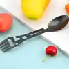 MOBEE 2li Paket 5i 1 Arada Spork Seti Paslanmaz Çelik Kamp Çatal Kaşık Bıçak Şişe Açacağı Outdoor MKMP-0044