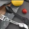 MOBEE 2li Paket 5i 1 Arada Spork Seti Paslanmaz Çelik Kamp Çatal Kaşık Bıçak Şişe Açacağı Outdoor MKMP-0044