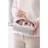 Deri Makyaj Kozmetik Çantası Seyahat Tipi Çanta Organizer (Gri)