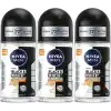 NIVEA MEN Erkek Roll on Deodorant Black&White Invisible Güçlü Etki 50ml x3 Adet, Ter ve Ter Kokusuna Karşı 48 Saat Anti-perspirant Koruma, İz Bırakmayan Formül