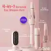 Nave 4 in 1 Saç Maşası Seti, Seramik Kaplama, Otomatik Kapanma, 3 Sıcaklık Seviyesi, 360° Dönen Kablo, Pembe