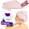 Silva Ultrafiber Saç Bonesi 24 x 67 cm - Hızlı Kurutan Saç Havlusu Türban, Elastik Halka ve Düğmeli, Elektriklenmeyi Azaltır, Uzun Saçlar İçin, Antibakteriyel, Pembe