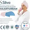 Silva Ultrafiber Saç Bonesi 24 x 67 cm - Hızlı Kurutan Saç Havlusu Türban, Elastik Halka ve Düğmeli, Elektriklenmeyi Azaltır, Uzun Saçlar İçin, Antibakteriyel, Pembe