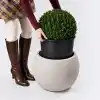 ZEVLİ Modern Küre Saksı 7L - İskandinav Tarzı, Orta Boy Dekoratif Salon ve Bahçe Saksısı (Mocha)