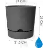 ToXA Begonya Saksı Tabaklı Drenajlı Mat Plastik Çiçek Saksısı (1 Adet, 9 Litre, 25cm, Gri)