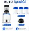 SOGUD Filtreli Musluk Başlığı Seti Beyaz - 360° Döner Su Tasarruflu Perlatör Aparatı - Arıtmalı Kireç Önleyici Mutfak Banyo Lavabo Ucu - Krom Kaplama Yüksek Basınçlı Model - 3 Yedek Filtreli