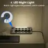 Bağımsız Anahtarlı 5li Işıklı Akım Korumalı Çoklu Priz 4000W, 2x USB - 2x Type-C Giriş, Metal Ön Panel Uzatma Kablosu Köşe Beşli Priz, Topraklı, 2 Metre Kablo