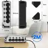 Bağımsız Anahtarlı 5li Işıklı Akım Korumalı Çoklu Priz 4000W, 2x USB - 2x Type-C Giriş, Metal Ön Panel Uzatma Kablosu Köşe Beşli Priz, Topraklı, 2 Metre Kablo
