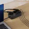SMAYLİNG 3lü Priz + 4 USB (2 Type-C + 2 USB-A) Çoklayıcı | Duvara Monte Edilebilir, Aç/Kapa Anahtarı, Akım & Kısa Devre Koruma, Yüksek Güç