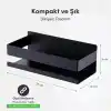 MallArt® Siyah Paslanmaz Metal Banyo Rafı - 3M Yapışkanlı Duş Rafı ve Mutfak Düzenleyici Organizer - Matkap Gerektirmeyen Kolay Montaj