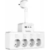 S-link PRZ08 Beyaz 4 Soketli 15cm 1 USB 2 Type-C PD20W Tam Bakır Kablolu Akım Korumalı Priz