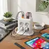 Hasuba Dik Priz Kulesi Vertical Smart Power Socket - Akım Korumalı, 2500W Çoklu Priz Çoklayıcı, 8 EU Priz Girişi ve 4 USB ve 2 Type-C Portlu, 2M Kablo, Aşırı Yük Korumalı Grup Priz 332