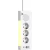S-link PRZ06 3 Soketli 2 USB 2 TYPE-C PD20 2M 306 Joule Tam Bakır Kablolu Beyaz Akım Korumalı Priz