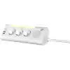 S-link PRZ06 3 Soketli 2 USB 2 TYPE-C PD20 2M 306 Joule Tam Bakır Kablolu Beyaz Akım Korumalı Priz