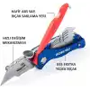 WORKPRO WP211006 Ağır Hizmet Paslanmaz Çelik Gövde Katlanır Rötuş Maket Bıçağı + 6 Adet Yedek Bıçak