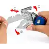 WORKPRO WP211006 Ağır Hizmet Paslanmaz Çelik Gövde Katlanır Rötuş Maket Bıçağı + 6 Adet Yedek Bıçak