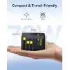 Baseus Enercore Evrensel Priz Adaptörü 70W Geri Çekilebilir Kablolu, 2 AC Prizi + 2USB-A + 1USB-C ile Uluslararası Seyahat Şarj Cihazı, ABD, İngiltere, Çin, Japonya, Tayland ile Uyumlu