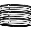 NIKE Swoosh Sport Headbands 6 Pk Tipped, Siyah/Beyaz, Standart Beden