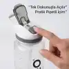 Deconox Tritan Matara 1 L, Kırılmaz Pipetli Suluk, Tek Dokunuşla Açılan Kapak, Taşıma Kulpu ve Ölçü Göstergesi, Asorti Renk