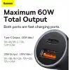 Baseus Golden Contactor Max Series 60W Araç Şarjı Koyu Gri