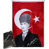Asilmeydan Türk Bayrağı Kalpaklı Atatürk Fotoğraflı Türkiye Bayrağı 70x105 cm