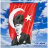 Asilmeydan Türk Bayrağı Kalpaklı Atatürk Fotoğraflı Türkiye Bayrağı 70x105 cm