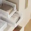 ARVALE 3lü Kayar Raf Elbise Dolap İçi Organizeri - Mutfak Banyo Düzenleme Depolama Üst Üste Dizilebilir (1, Beyaz)