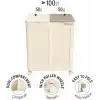 Mega Boy Havalandırmalı Çamaşır Sepeti - 100 Litre Oyuncak Kutusu - Tekerlekli - Çift Bölmeli 2x50 LT - 49.5x36x61 cm - PP+ TPR (Bej)