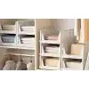 ARVALE 3lü Kayar Raf Elbise Dolap İçi Organizeri - Mutfak Banyo Düzenleme Depolama Üst Üste Dizilebilir (1, Beyaz)